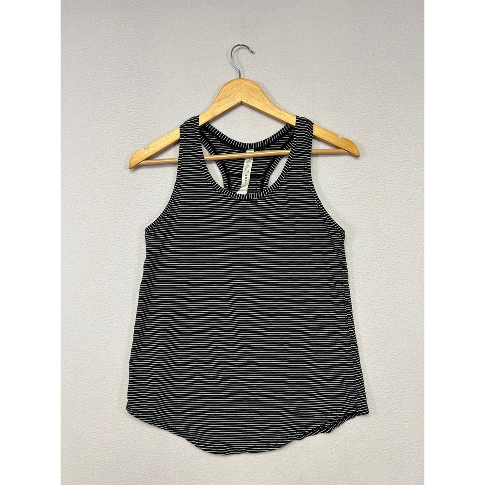 Athleisure Lululemon Womens 6 Black White Striped Racerback Tank Top